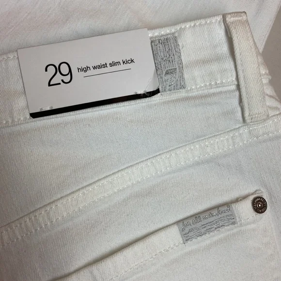 Seven for all mankind kick flare high waist white pink stripe 29 - Picture 9 of 13